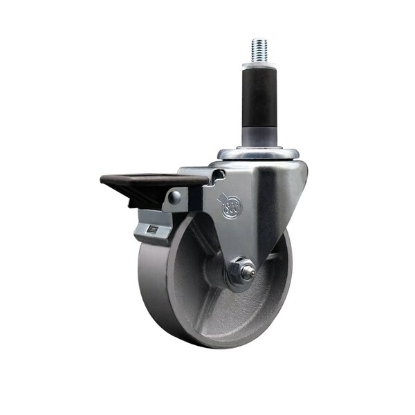 Service Caster 4'' Semi Steel Swivel 1-1/8'' Expanding Stem Caster with Brake SCC-EX20S414-SSS-PLB-118 - main